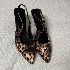 Source Unknown Leopard Print Slingback Heels